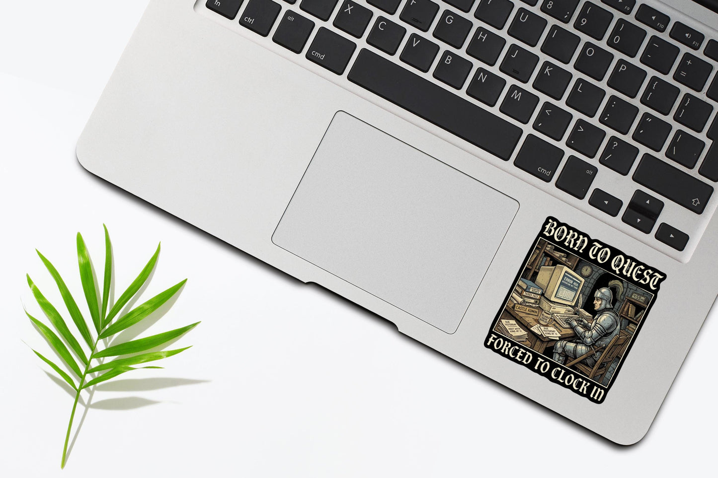 Born To Quest Forced To Clock In Sticker, Funny Medieval Knight Decal
