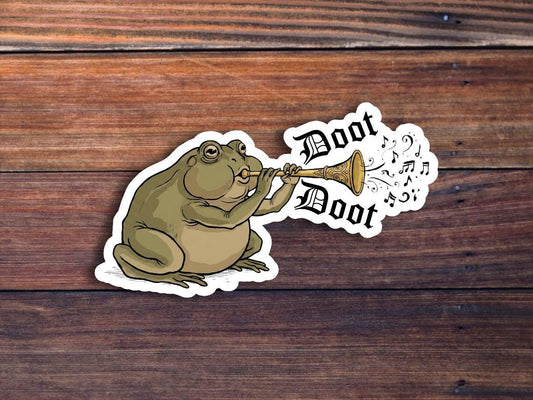 Doot Doot Medieval Frog Sticker, Funny Meme Decal, Weatherproof