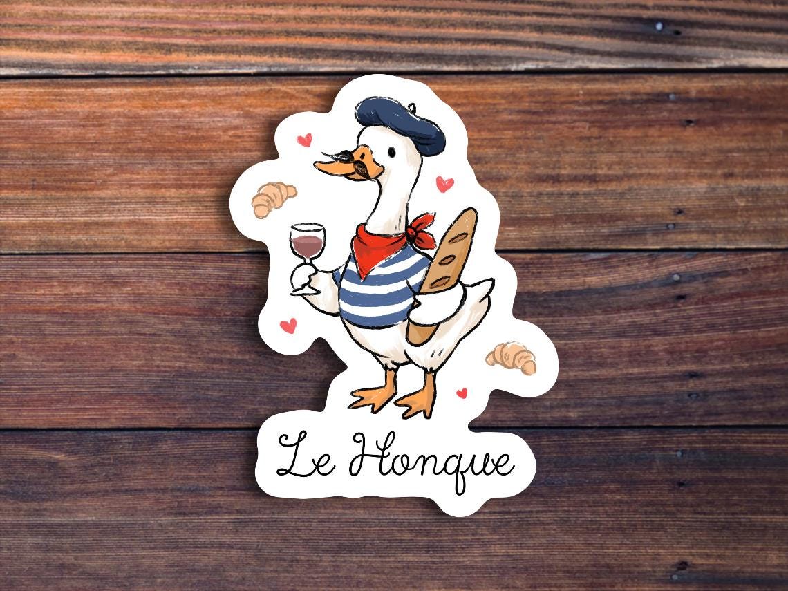 French Goose Sticker, Le Honque Decal, Waterproof Vinyl Meme Gift