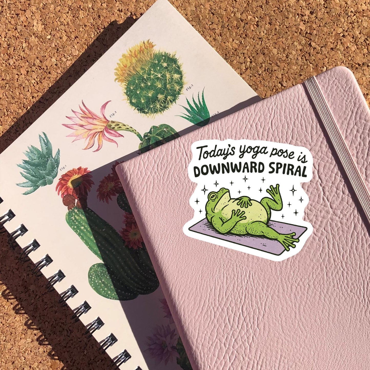 Today's Yoga Pose Is Downward Spiral Sticker, Funny Frog Meme Decal