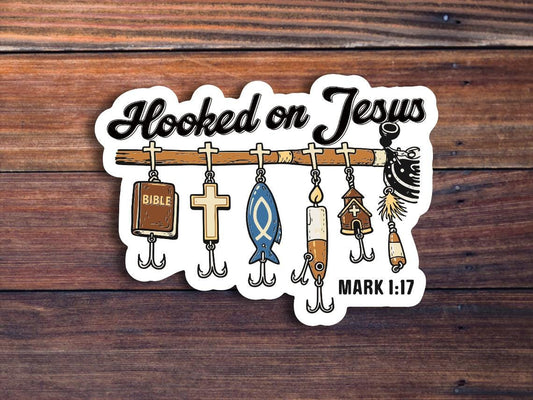 Hooked On Jesus Sticker