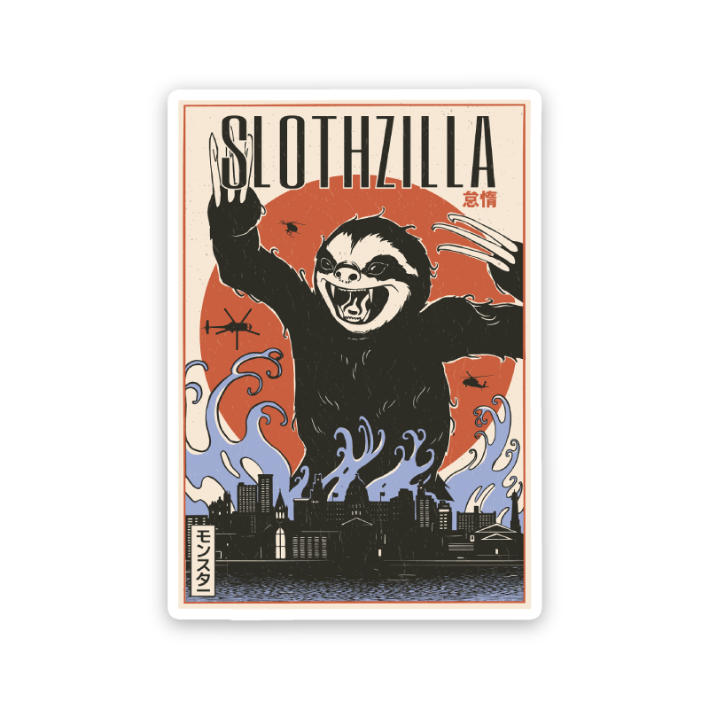 Slothzilla Slothzilla Sticker – Sticker Horse