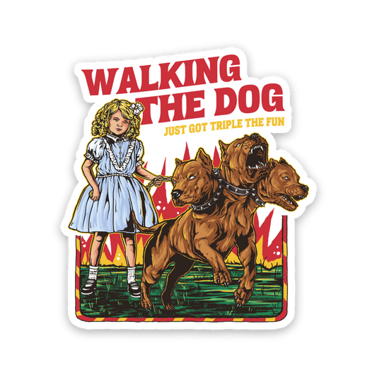 Walking The Dog Sticker Retro Vintage Sticker