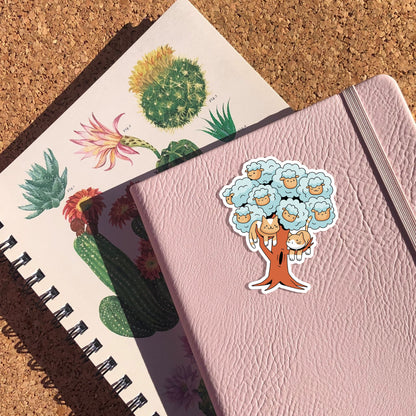 Tree With Sheep And Cats Sticker